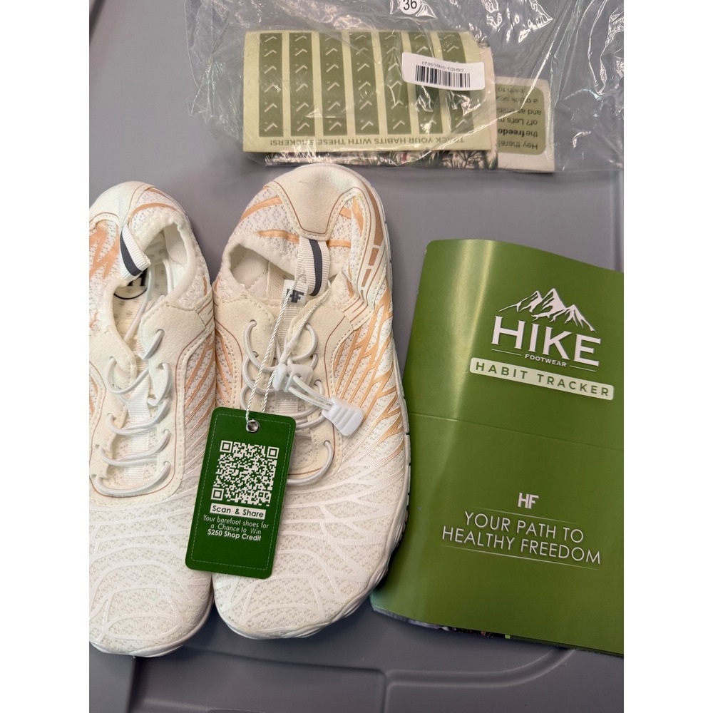 Hike Footwear Barefoot Shoes White Rose‎ Gold Minimalist Sneakers Size 36 NEW - Picture 3 of 11